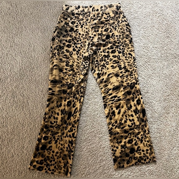 Juicy Couture Leopard Velvour Wideleg Pants Casual Fall  Winter Animalprint - Picture 5 of 5
